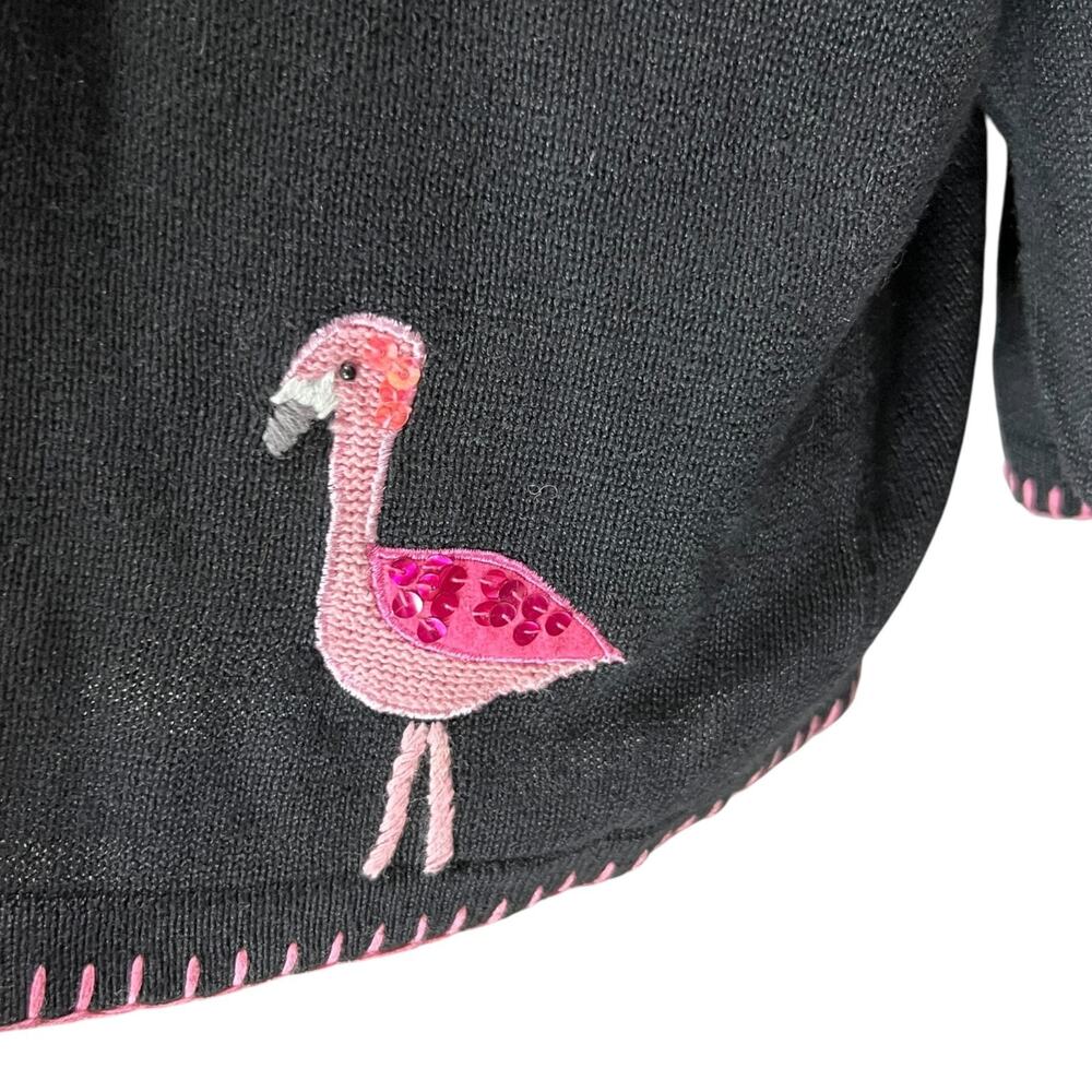 QUACKER FACTORY Funky Artsy Cardigan Sweater 3XL Flamingos Granny Teacher Cozy - Picture 3 of 9